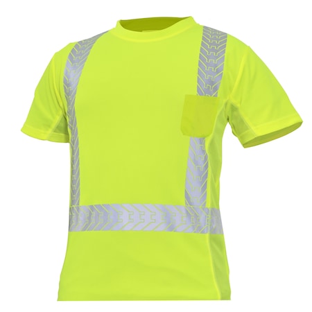 Ge Hi-Vis Short Sleeve T-Shirt, Polyester Knit Birdseye, Mesh, Green, XL GS112GXL